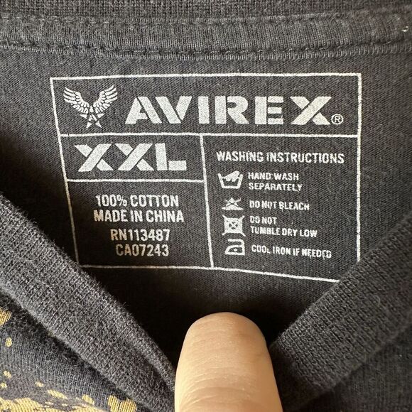 Y2K Avirex Black Skull Rose Rhinestone T-Shirt XXL Biker Grunge Indie Sleaze - Picture 5 of 7